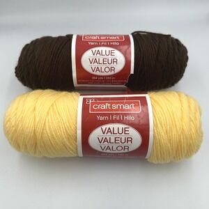 Craft Smart Value Yarn Lot 2 Skeins Brown Butter 100% Acrylic 7 oz 364yds Each